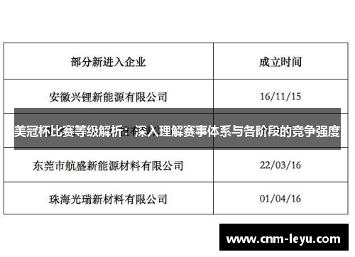 美冠杯比赛等级解析：深入理解赛事体系与各阶段的竞争强度