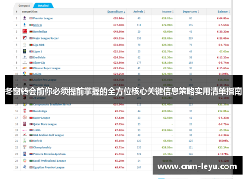 冬窗转会前你必须提前掌握的全方位核心关键信息策略实用清单指南 冬窗转会前你必须提前掌握的全方位核心关键信息策略实用清单指南