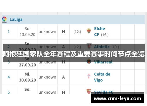 阿根廷国家队全年赛程及重要赛事时间节点全览